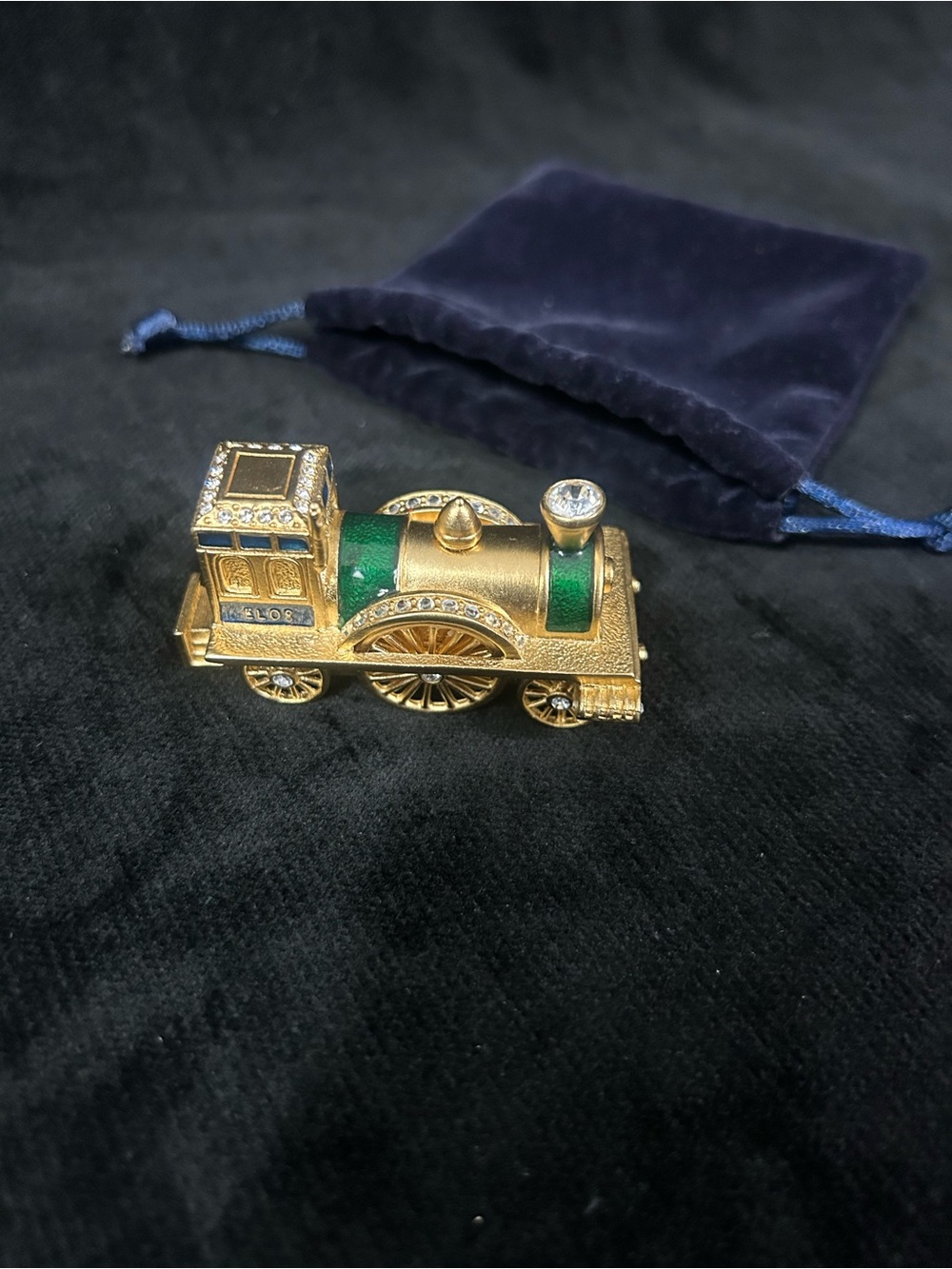 Vintage Estée Lauder Train Locomotive Solid Perfume Compact w/ Pouch